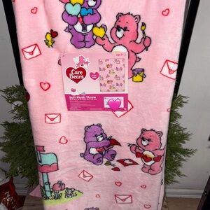 Care Bears Pink Plush Valentines Throw with Heart Accents